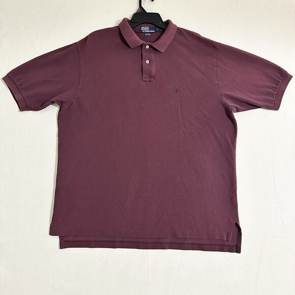 Polo Ralph Lauren Men Polo T- Shirt Burgundy Size 2XLarge - Picture 1 of 8